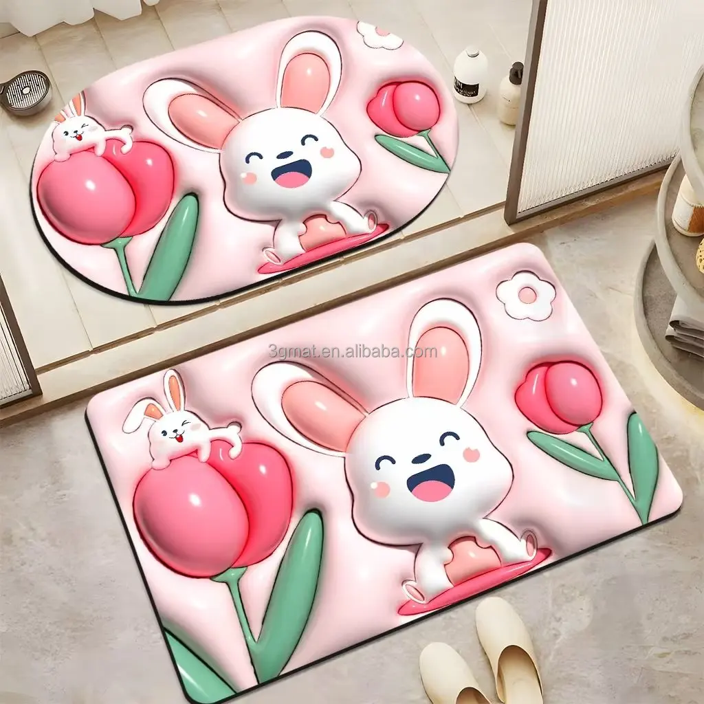 Wholesale 3G Mat With 3d Printed Diatom Mud Absorbent Bathroom Floor Mat
