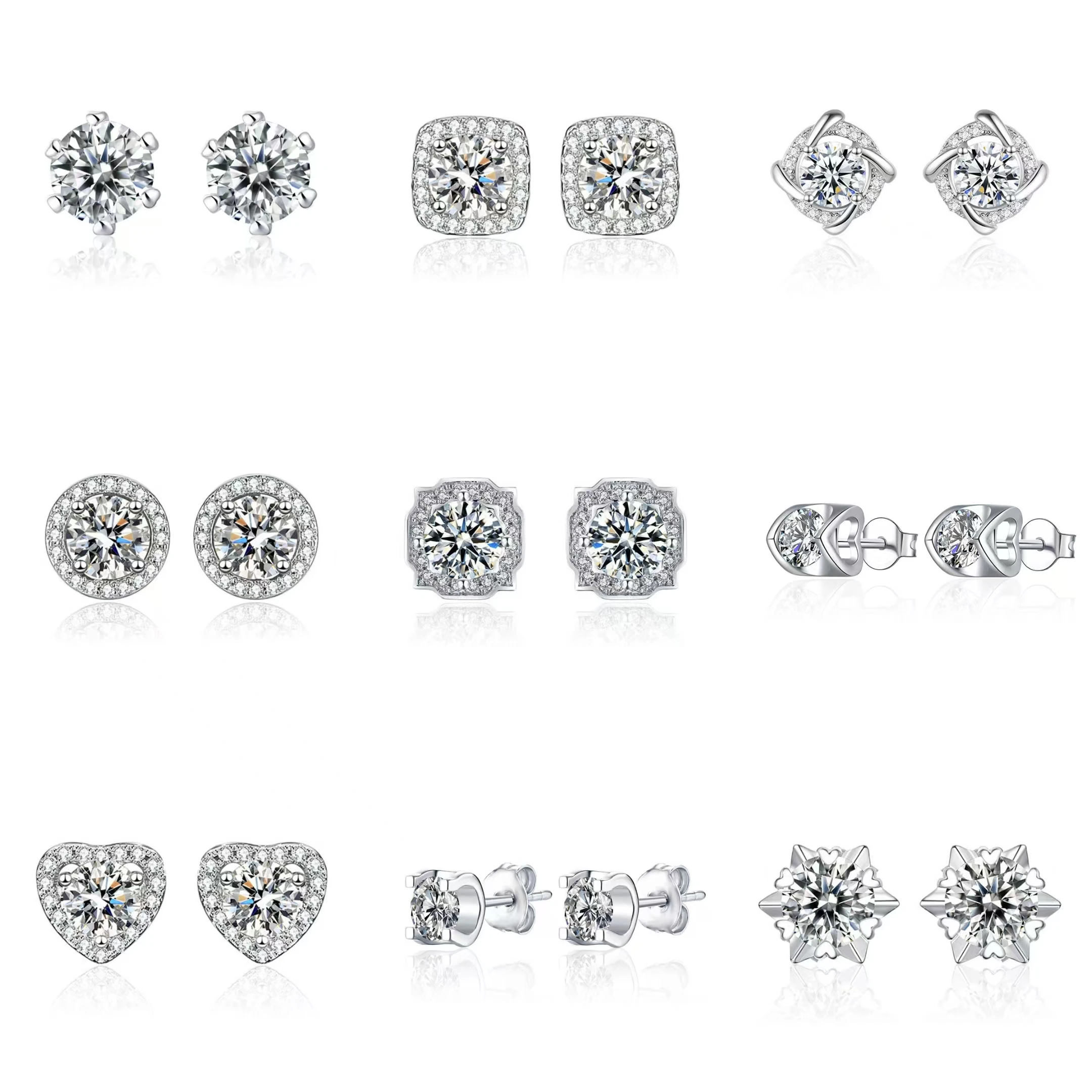 Fashion Light Luxury INS Women Jewelry Earrings Imitation Moissanite Zircon 925 Silver Brass Wedding Gift