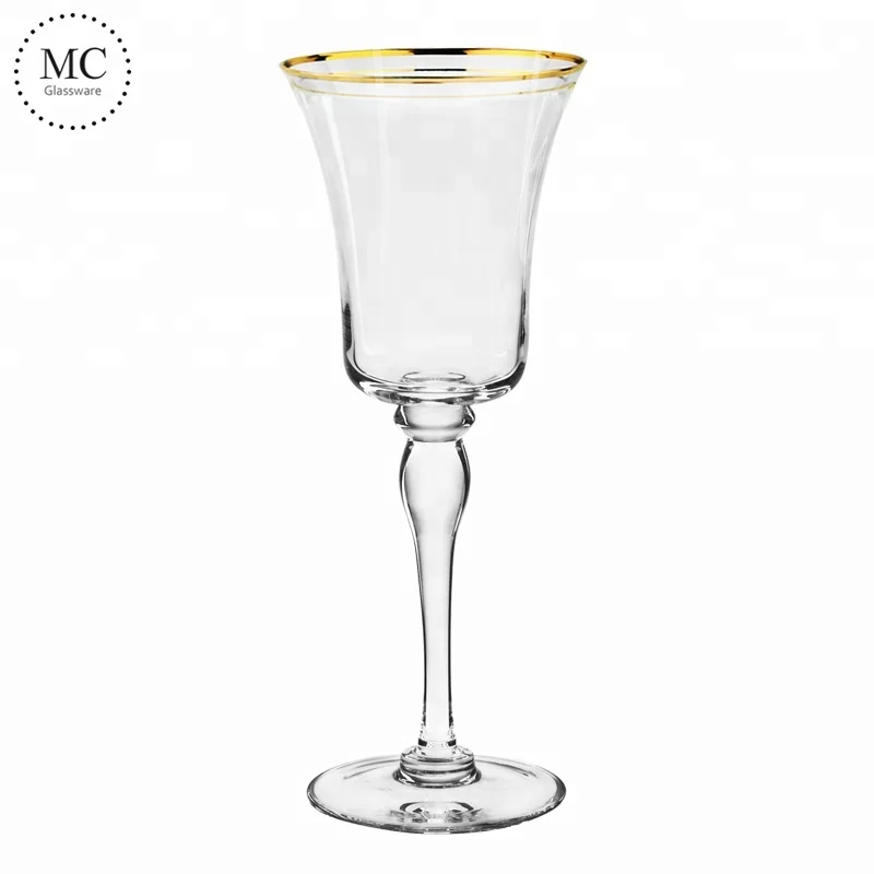 Practical gold rimmed champagne glasses for wedding parties