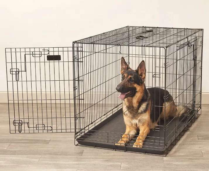 Hot Sale Strong Folding Metal Wire Home Floor Dog Cage Durable Metal Collapsible Pet Animal Cages For Dog With Handle And Lock