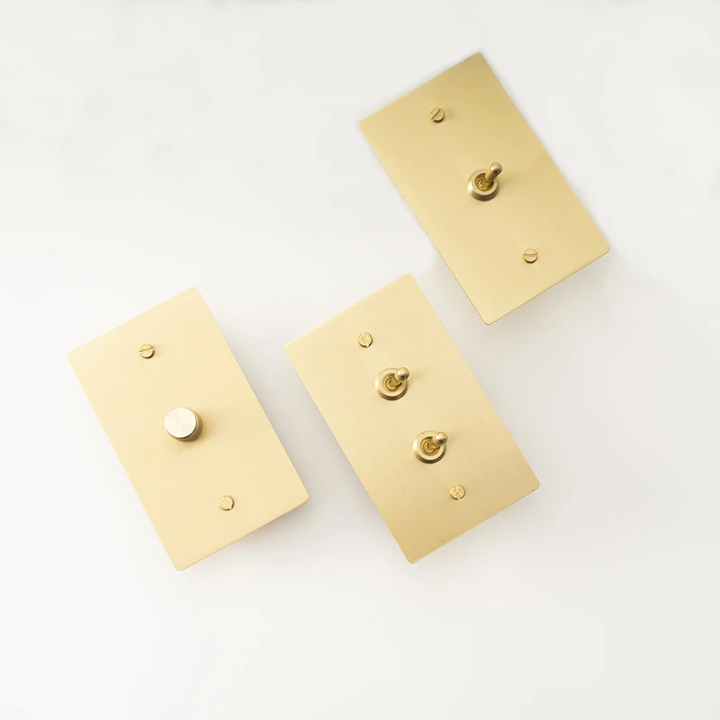 Gloden Brass Toggle Switch CE 220V US Standard Home Bar Hotel Customized Electric Pull Switch 1GANG 2GANG 2WAY 3WAY Dimmer