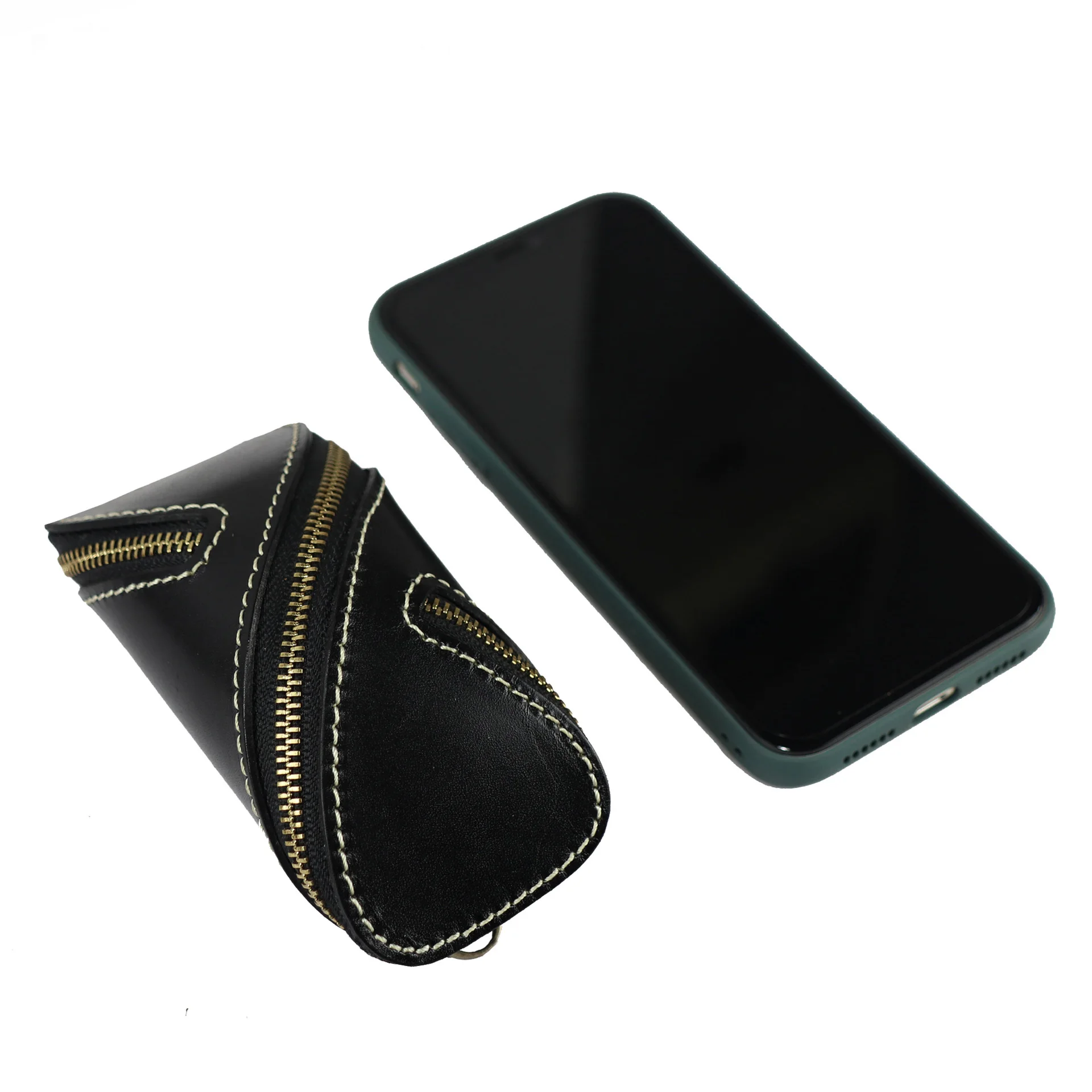 
New genuine leather car key case vegetable tanned leather manufacturer logo customization multifunctional key and COIN case 