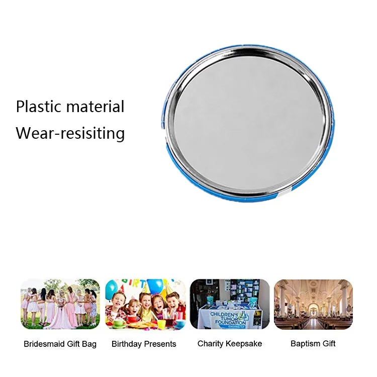 Promotional Pattern Printed Small Cute Round Plastic Pocket Cosmetic Mirror/ Custom OEM Pocket Cosmetic Mirror for Kids Gift