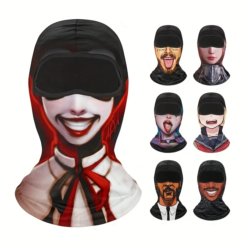 JX Custom Logo  Skull Print Balaclava Cosplay Costume Ghost Full Face Bike Face Mask Outdoor Motorcycle Riding Men Hat Ski Caps
