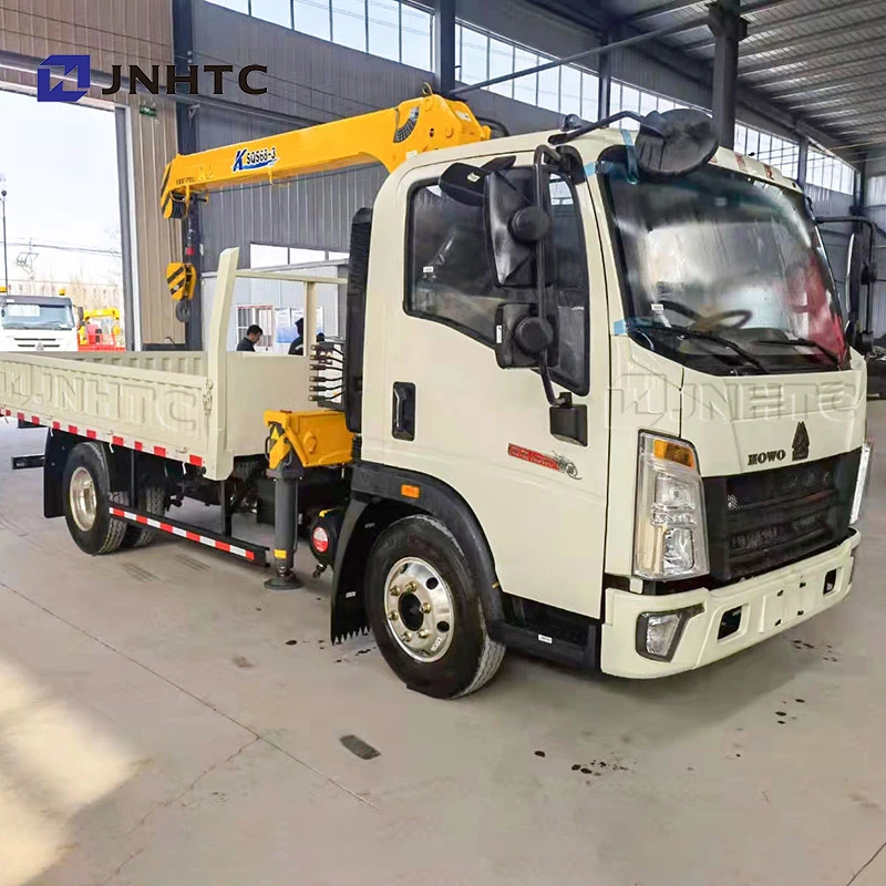 howo light duty mini 4*2 6 wheeler cargo truck with telescopic boom cranes Sinotruk small howo 3 ton  mounted crane cargo truck