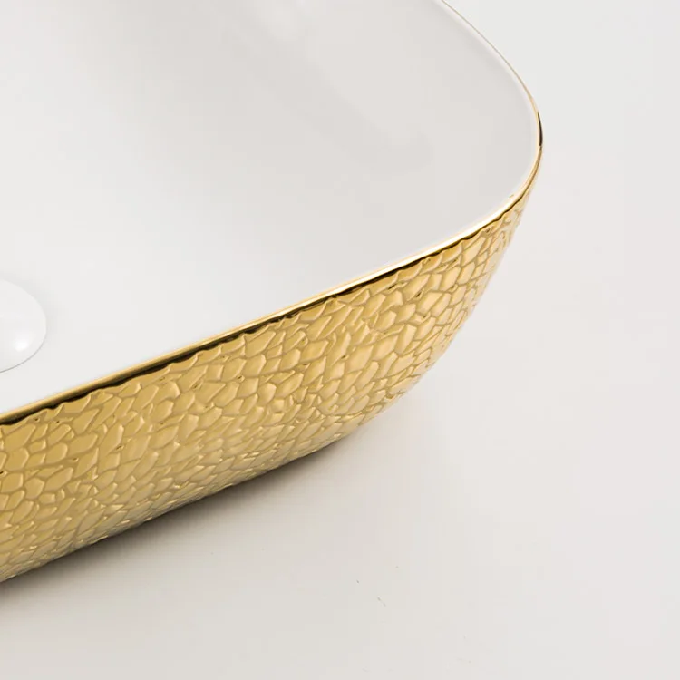 40 HQ lavabo white porcelain ceramic vessel vanity sink art basin electroplate wash basin CE sink from Chaozhou yingjie