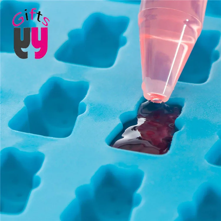 3D Bear Silicone Candy Gummy Mold 50 Cavity Gummy Mold with Dropper