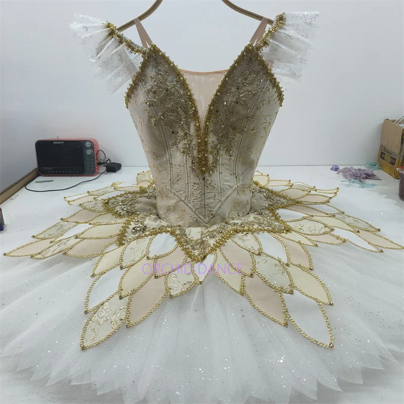 High Quality Unique Design Custom Size 12 Layers Performance Wear Adult Girls beige Professional Ballet Tutus