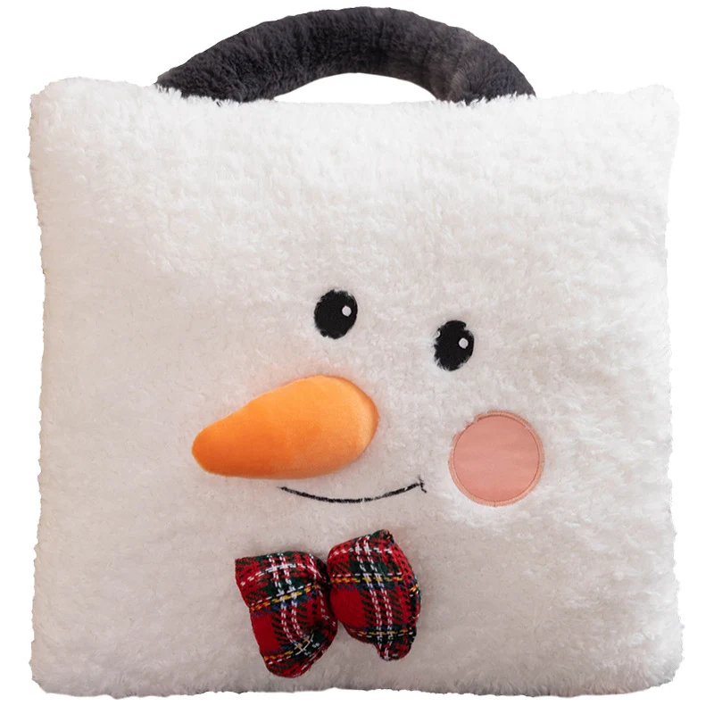 Customized Creative Christmas Plush Pillow Storage Bag Handbag Elk Snowman Christmas Tree Nap Pillow Sofa Backrest Holiday Gift