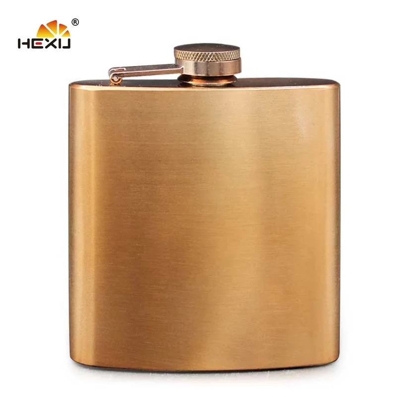 Stainless Steel 7oz Copper Colored Unique Wine Bottle Alcohol Hip Flask