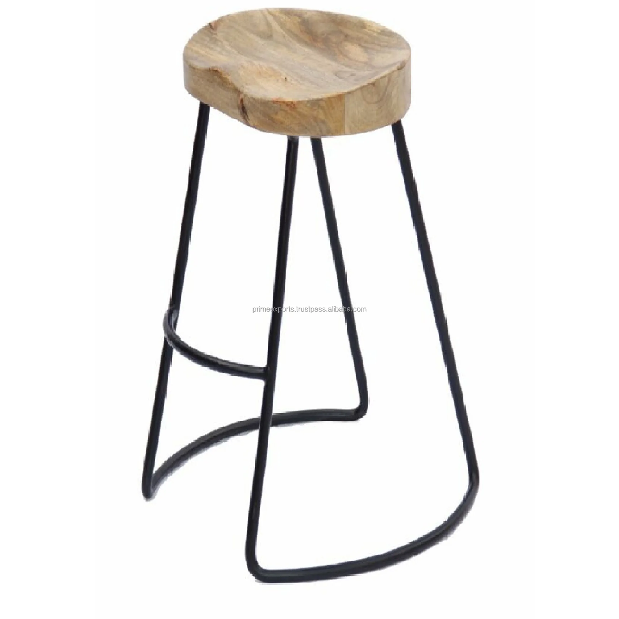 Wooden/Iron Bar Stools Black Color Coated With Unique Design Top Running Bar Stools Indo. Western Style