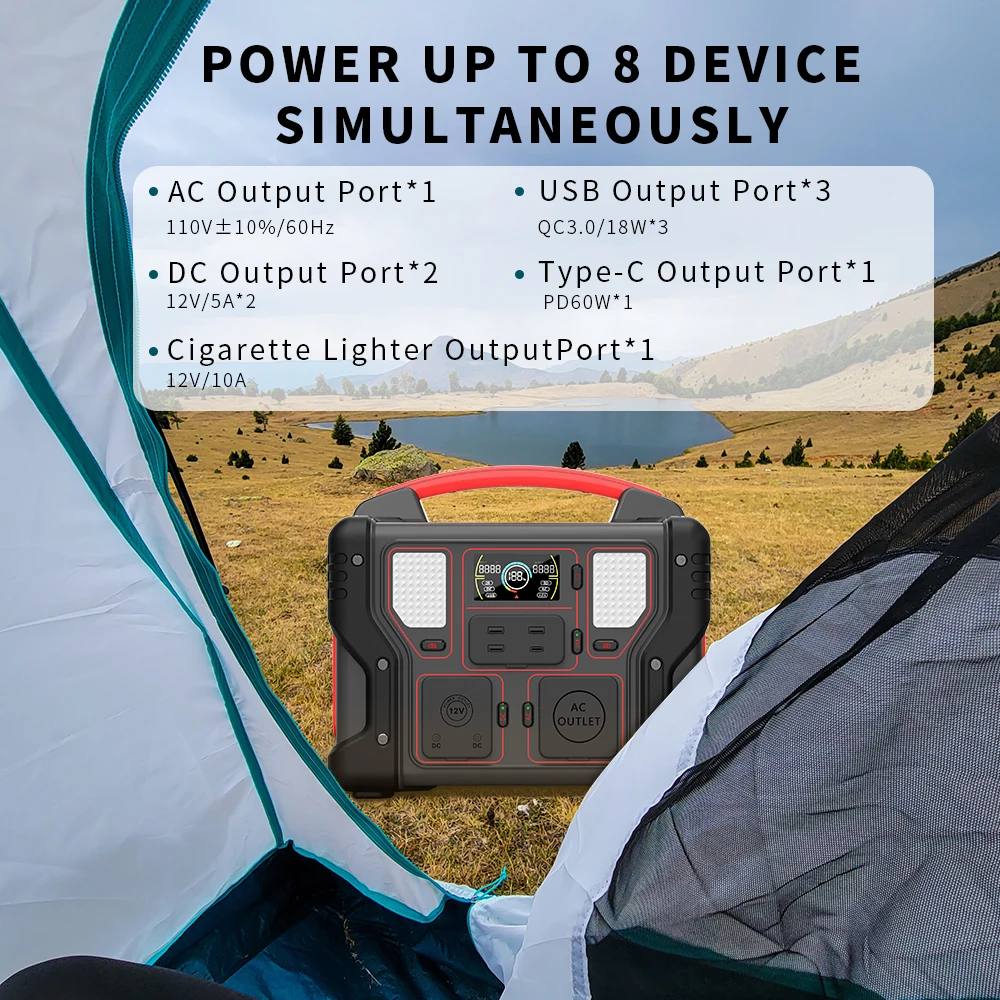 Li-ion3.7v 500w 499.5wh Portable Power Station With Low-voltage Protection For Outdoor Camping