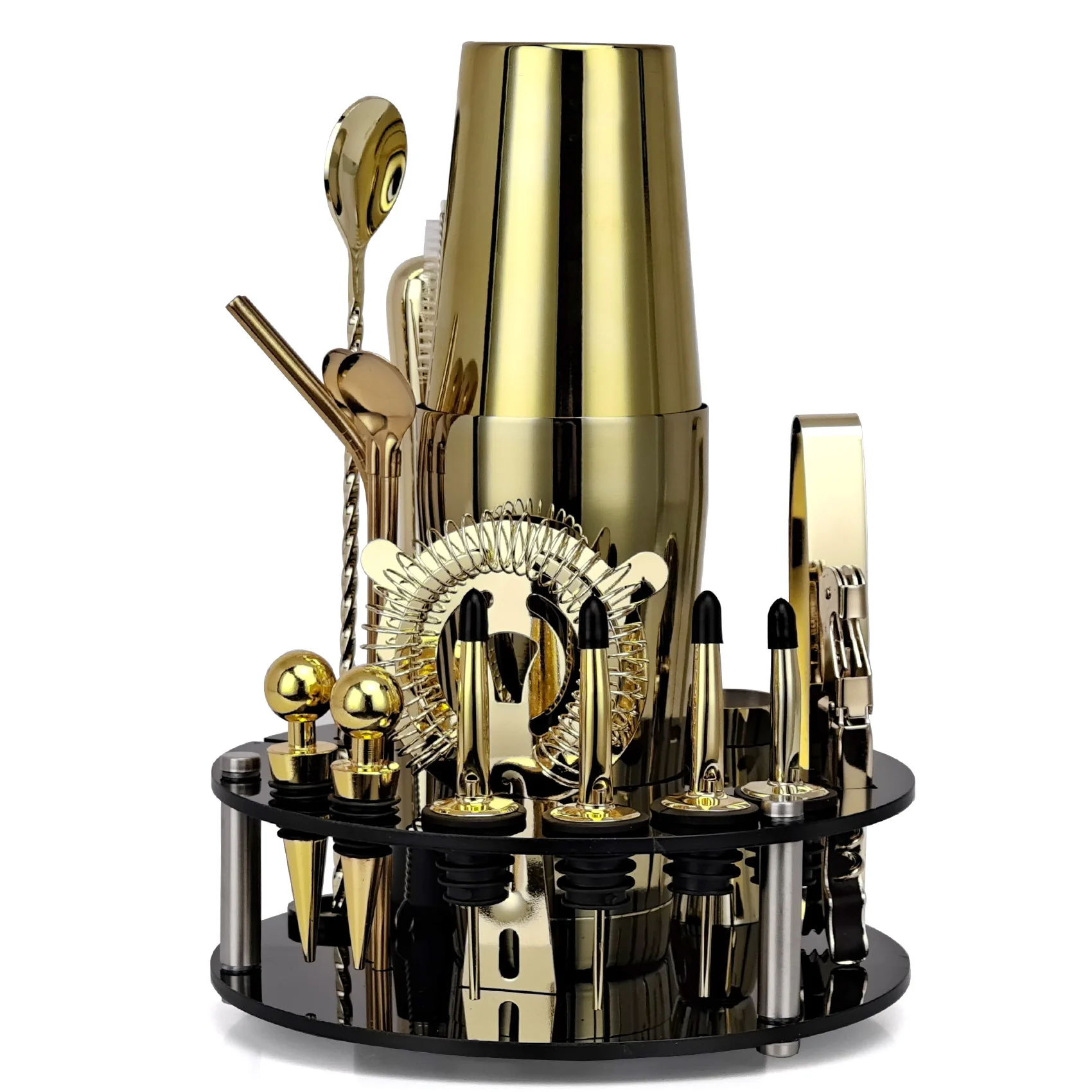 Professional Barware Bar Tools Acrylic Stand Home DIY Cocktail Shaker Making 20-piece Wine Accessory Set