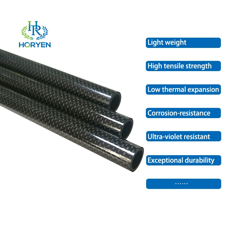 High modulus lightweight twill plain carbon fiber pipe tubing