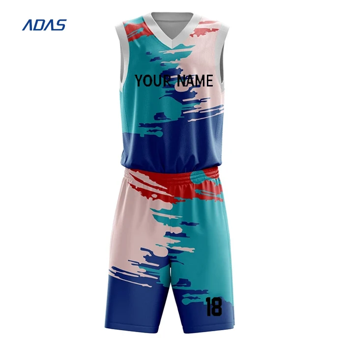 Cheap Sublimation Basketball Jersey League Team Sports Uniform With Custom Designed Allover Printed Cool Dry Customized