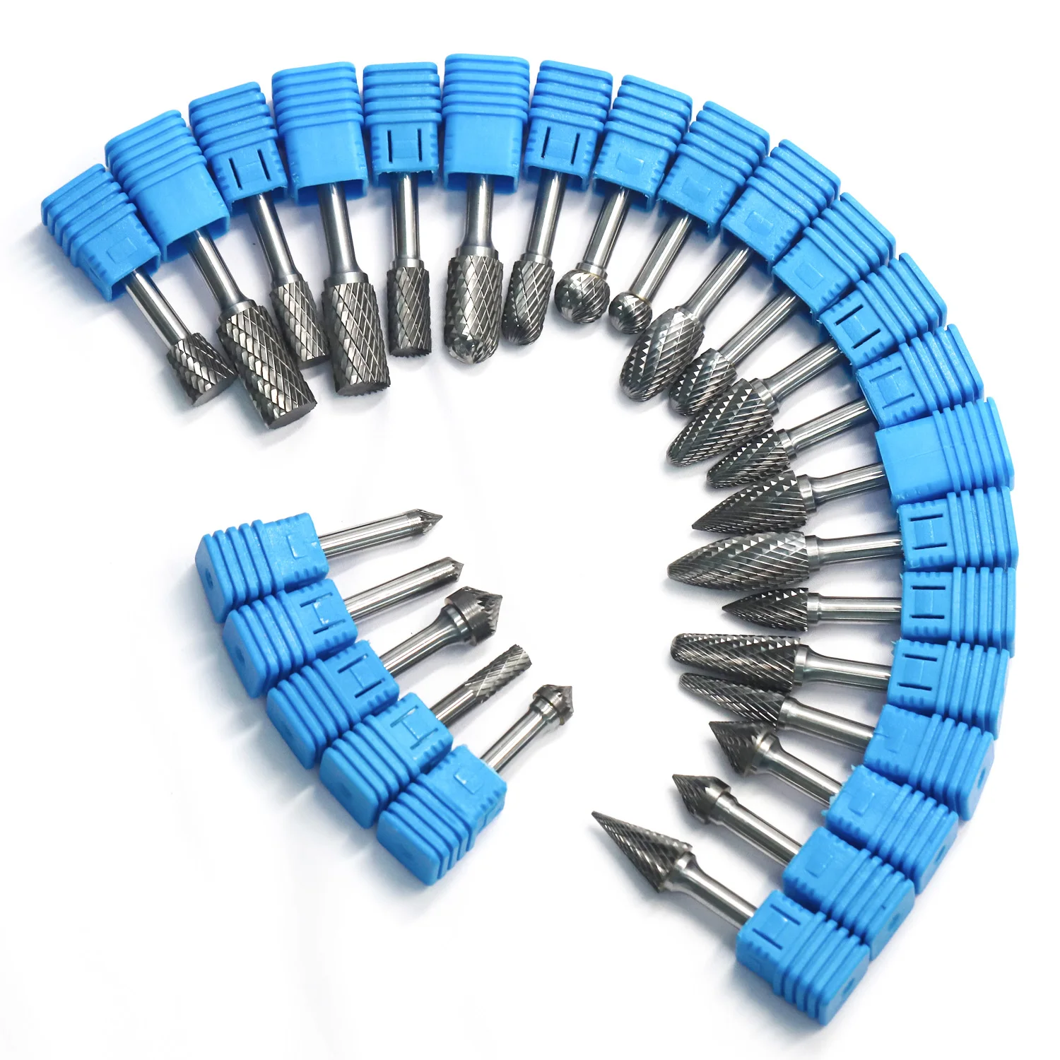 Hiizug Tungsten Carbide Rotary Burr 1/4 inch 6.35mm Shank Customized  Size Die Grinder Burr Bit Double Cut Carbide Burr Set