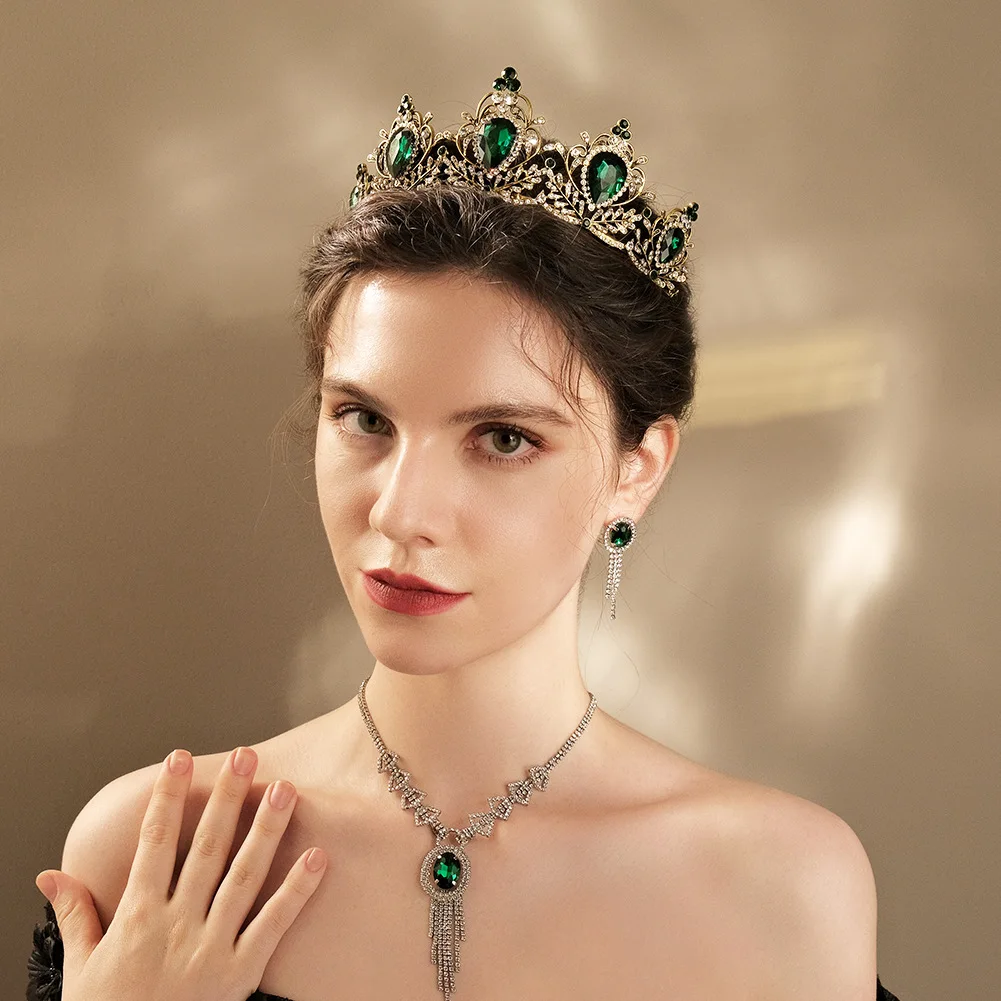 huanhuan accessories bridal wedding dress personality headwear Palace style retro crown amethyst alloy with diamonds