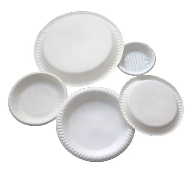 
Disposable Biodegradable Disc Food Snack Corn Starch Fruit Cake Dish Tableware 