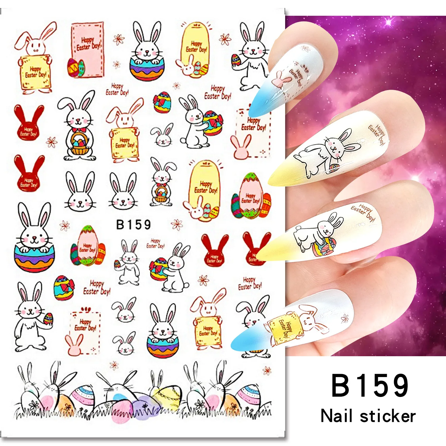Nail Art Accessories Manicure Stickers rabbit eggs easter nail sticker