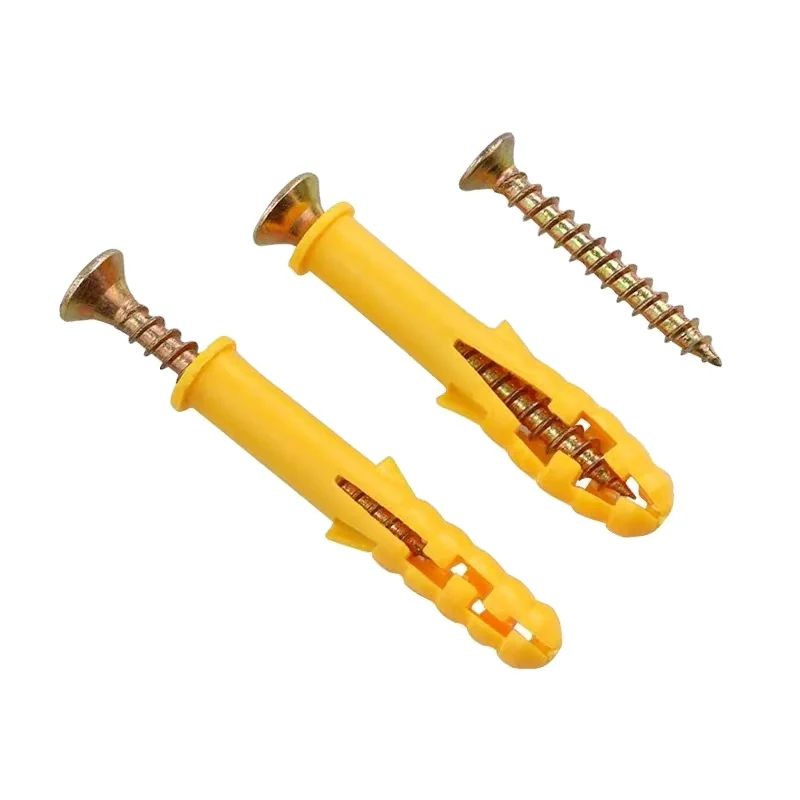 Small Yellow Plastic Expansion Plug Pipe Anchor Wall Plug Screw Nylon Expansion