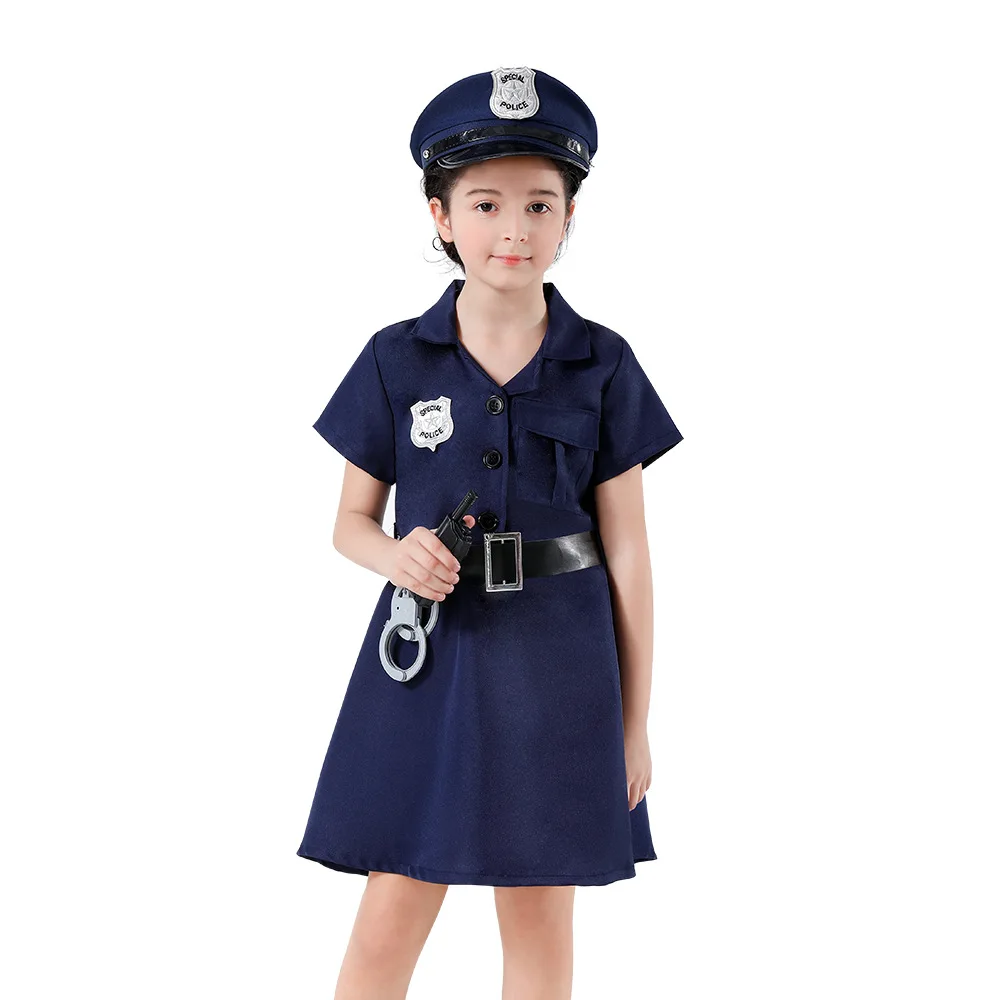 Low Price children performance professional Police Cosplay uniform Costume Halloween for kid with Accessories