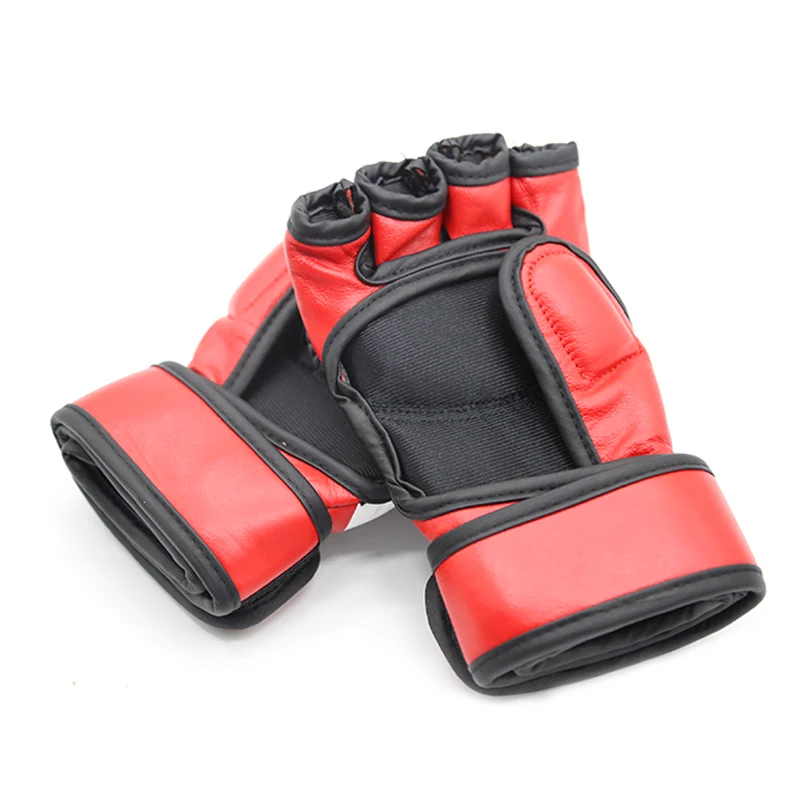 Microfiber Leather Half Finger Gloves Muay Thai Sand Bag Ufc Mma Training Mma  Boxing Gloves