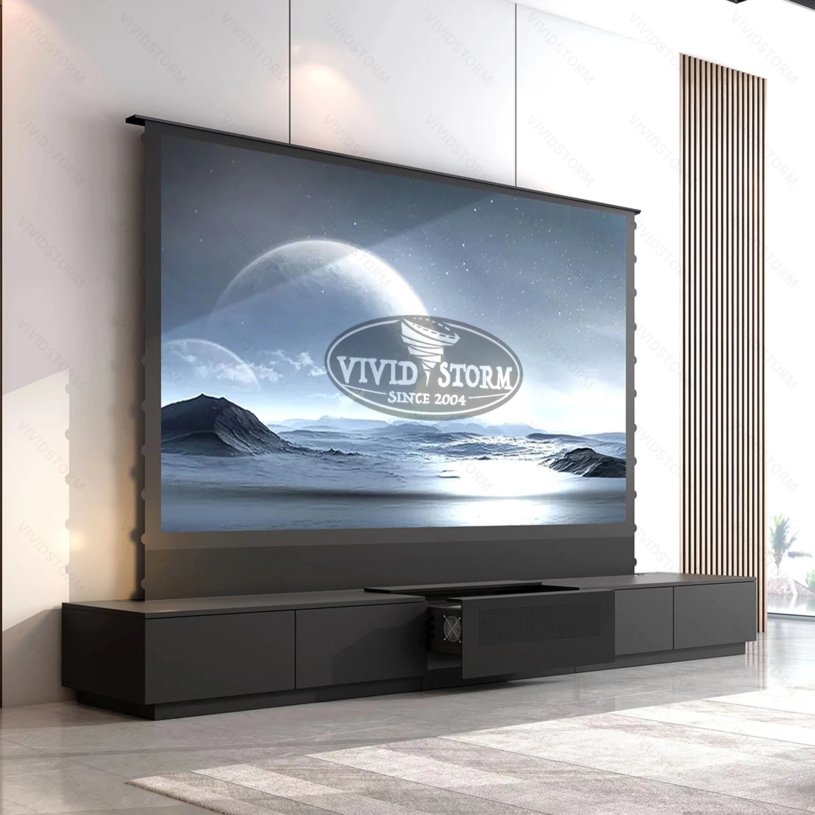 VIVIDSTORM Motorised Laser TV Cabinet Monte Carlo TV stand projection screen integrated cabinet for all UST projector