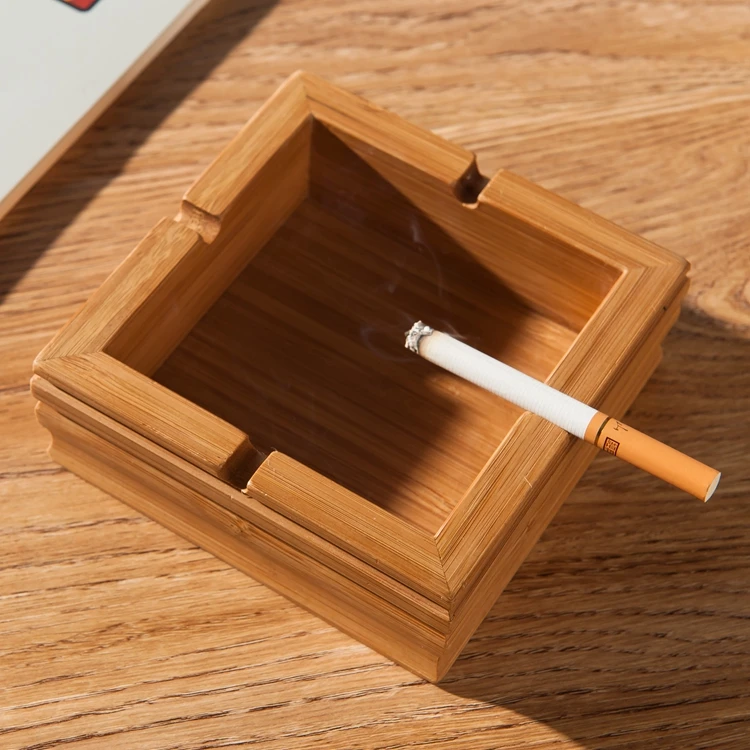 10cm square bamboo cigarette ashtrays indoor