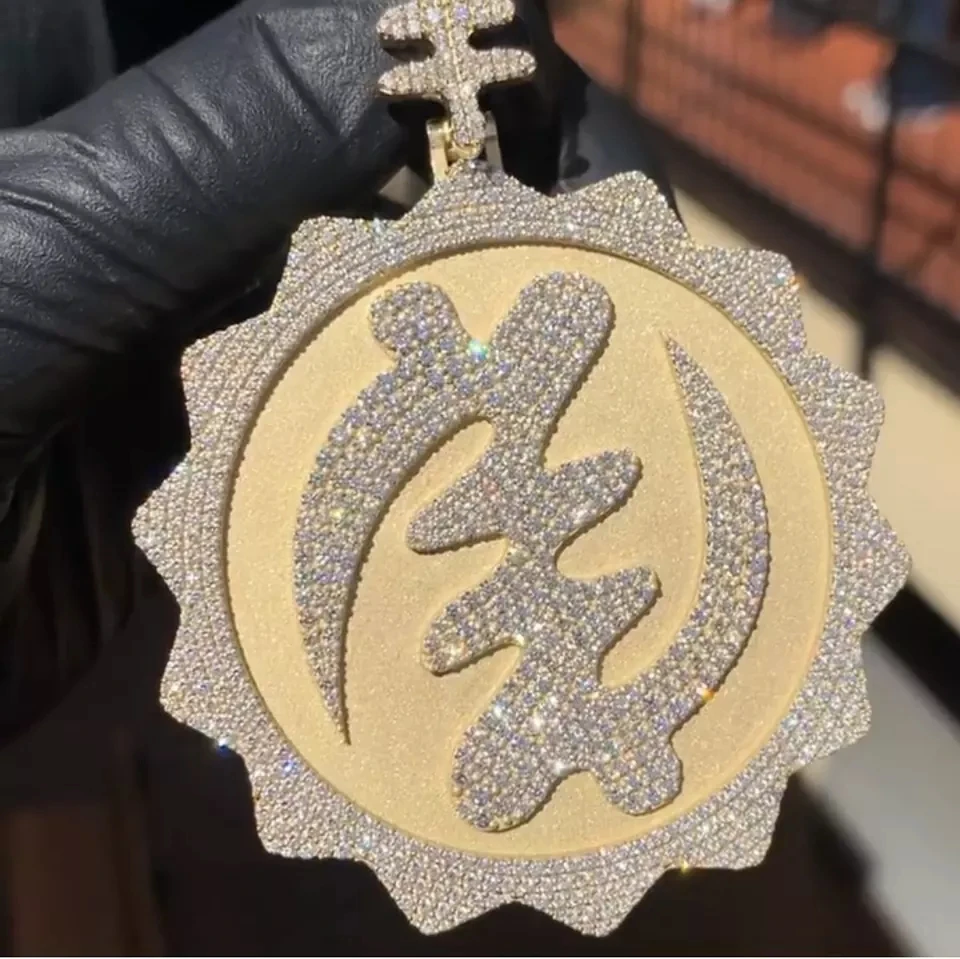 jewelry 2.5 inches 925 silver vvs moissante frosted pendant diamond pendant hip hop pass diamond test pendant