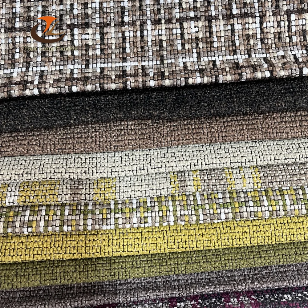 good sell yarn dyed woven fabric table lines jute  sofa upholstery fabric