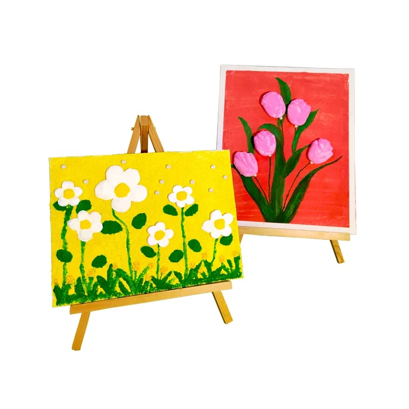 Kids Educational Toy DIY Quartz Sand Acrylic Paint 3D Texture Paint Canvas Painting Art Clay Canvas Art