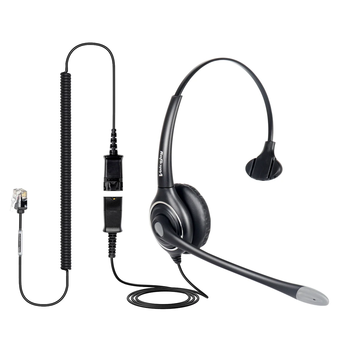 Single Ear Noise Canceling Headset for Call Center/Office with QD Cable for All Cisco 6000, 7800 and 8000 Series Phones