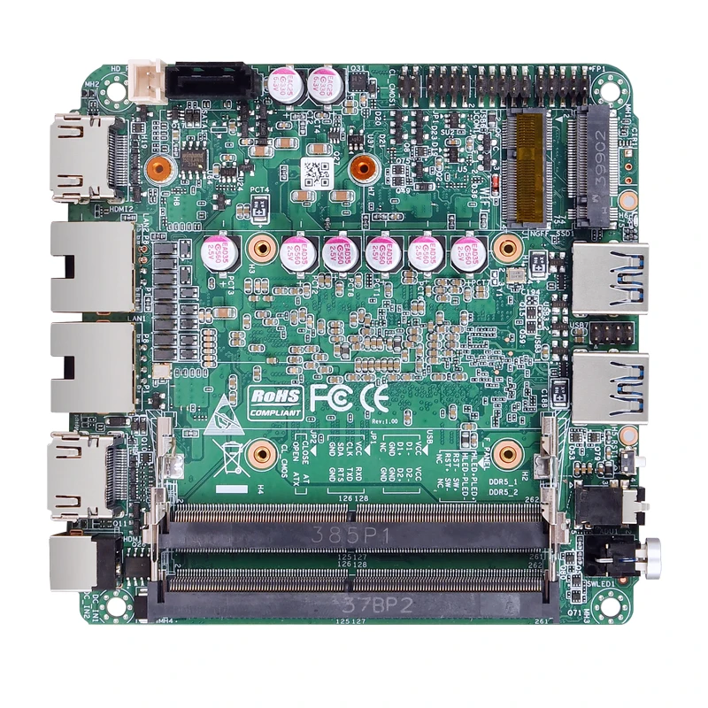Intel 12th Gen Core Ultra PC Motherboard for NUC 2x LAN 2x DDR5 96GB Ram X86 Linux BGA Socket SATA Hard Drive Interface