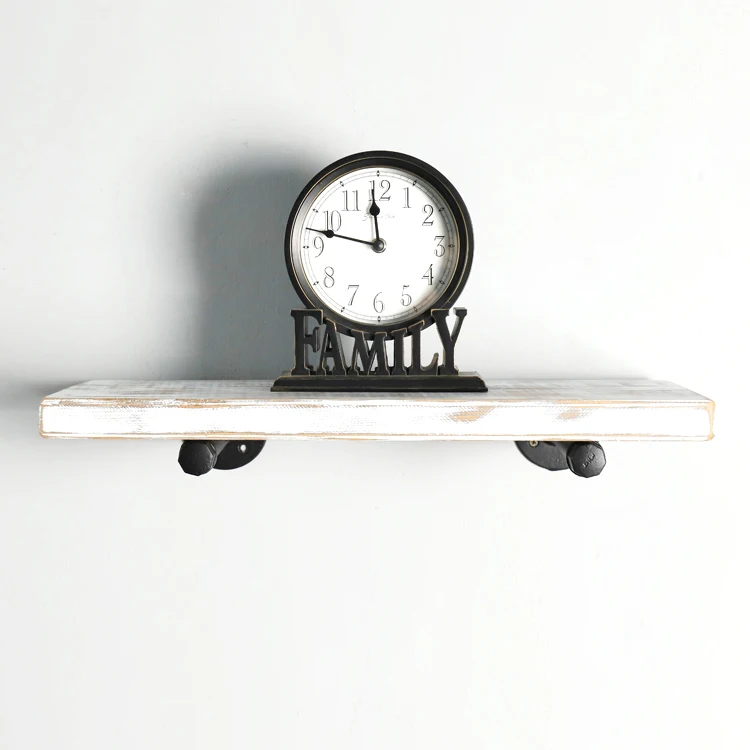 
Furniture living room rustic pipe shelf wood clothes store display rack 