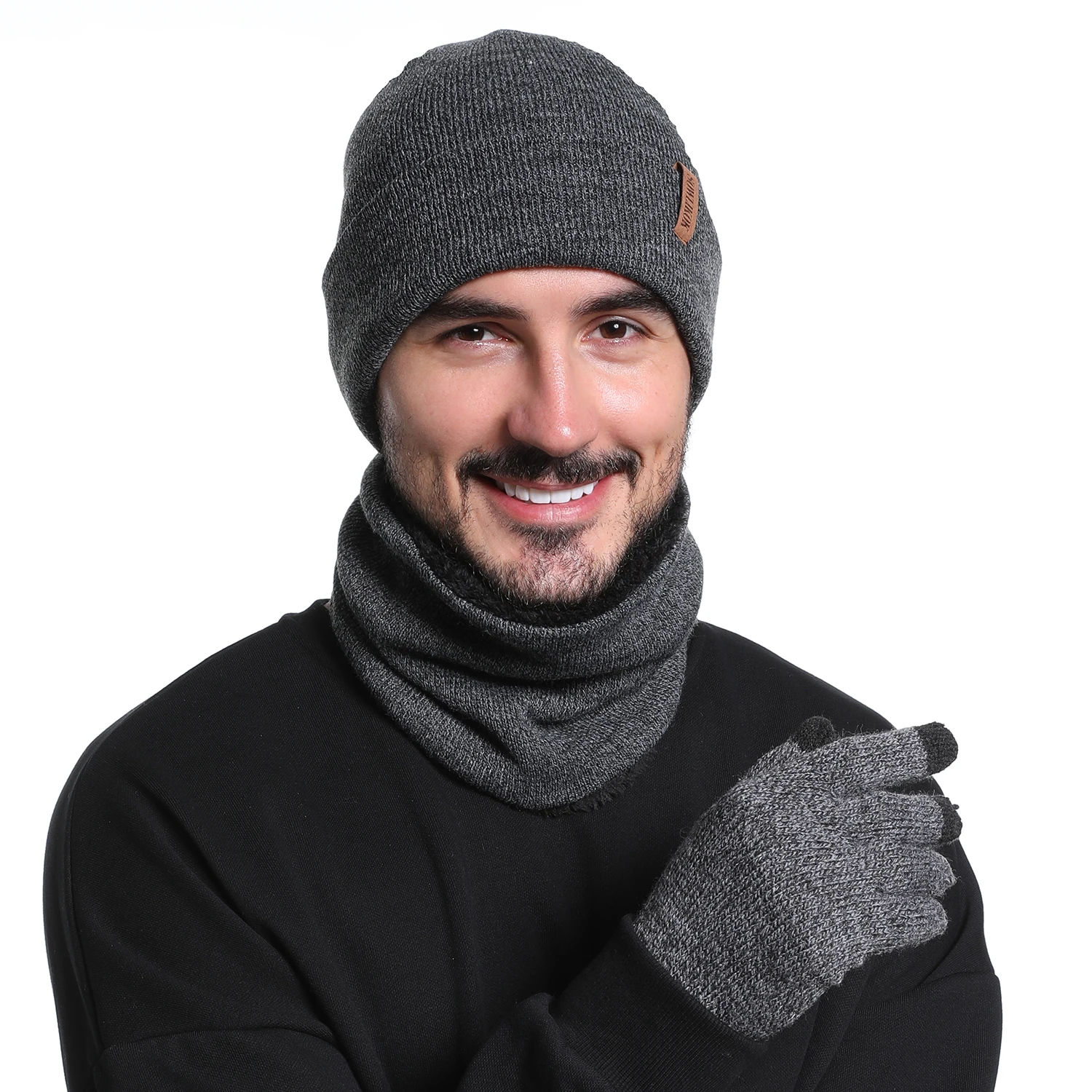 wool acrylic cashmere knitted touch screen phone  mitten five fingers winter glove rib soft touch high quality touchscreen glove