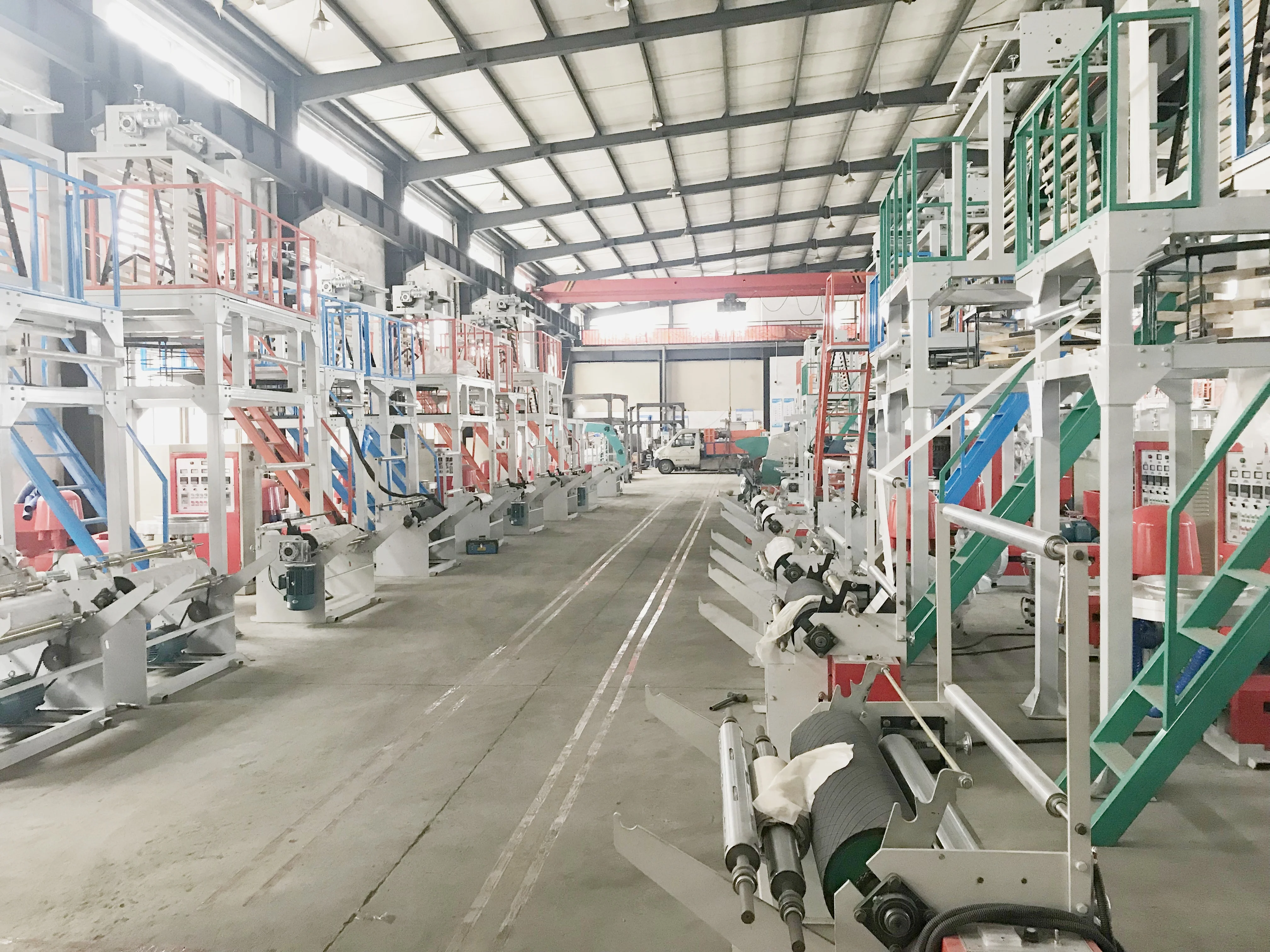 Low Density High Speed Rotary Die Head Three Layer Co-extrusion PE Film Blowing Machine