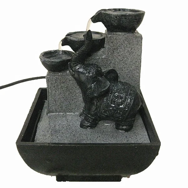 polyresin elephant statue desktop mini water fountain indoor home decoration