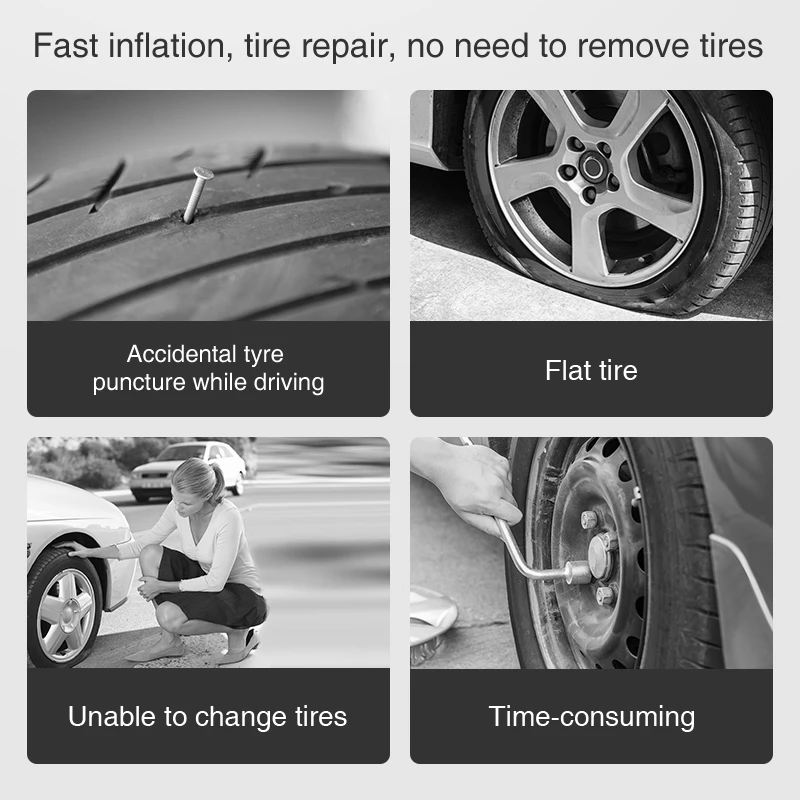 Universal DC12V car tyre adhesive seal flat tire repair tool bike tire repair kit changing machine