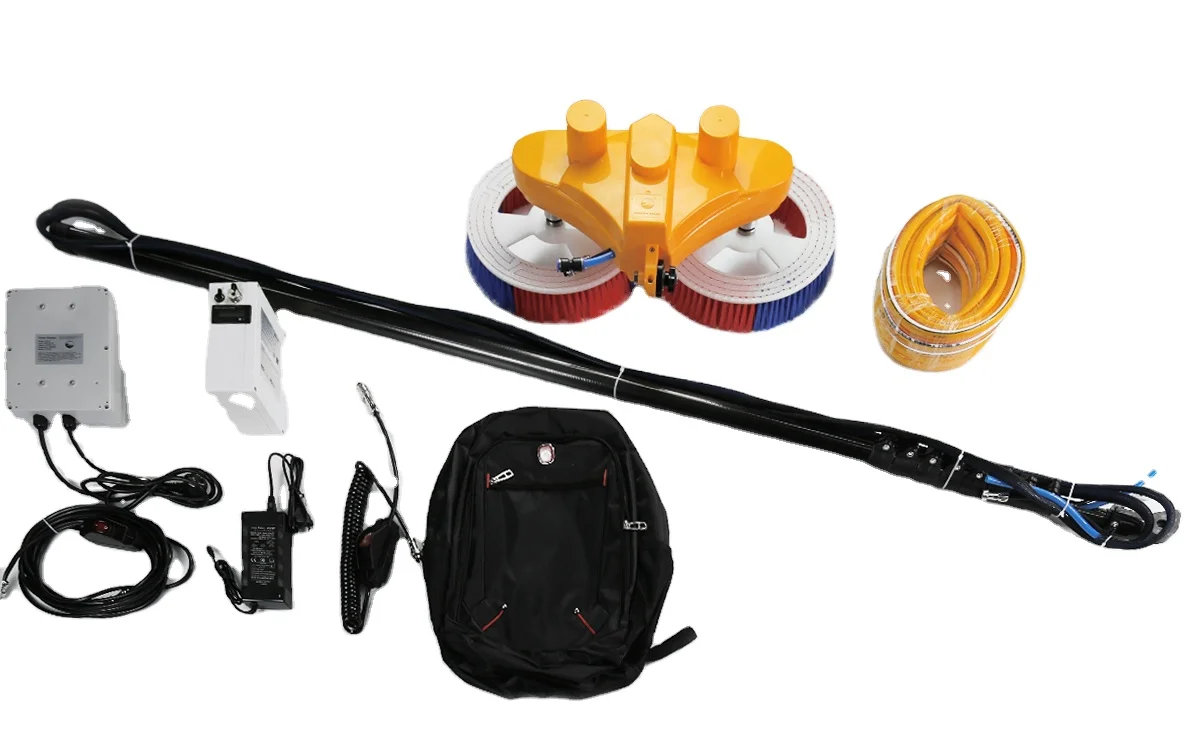 MULTIFIT Solar Panel Cleaning Brush with 7.5m Telescopic Pole Dual AC & DC Charging Mode for Rooftop Solar Systems