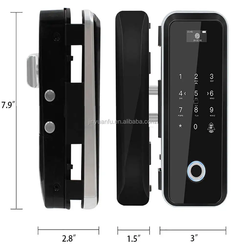 
Digital fingerprint biometric glass to glass door lock 
