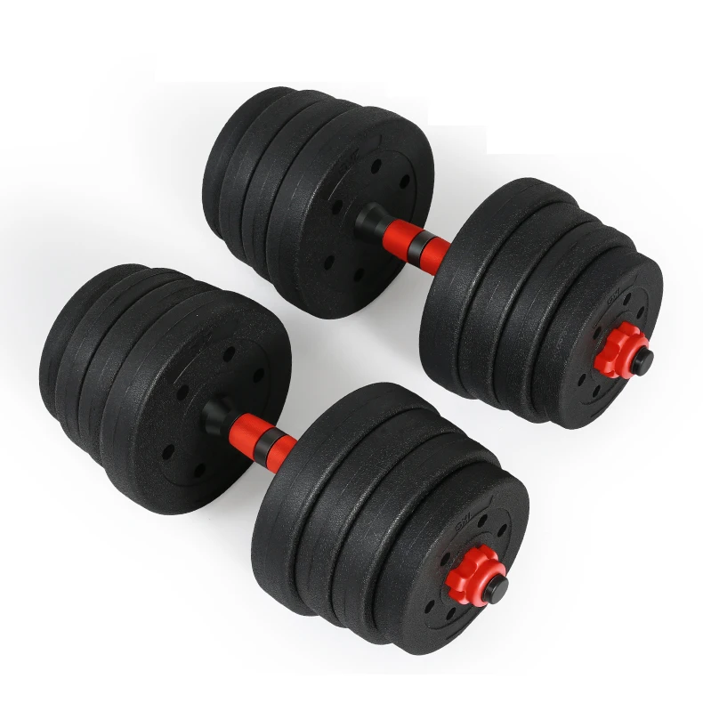 Hot selling gym fitness 10kg 20kg 30kg 50kg adjustable Cement  exercise dumbbell set for Weight lifting