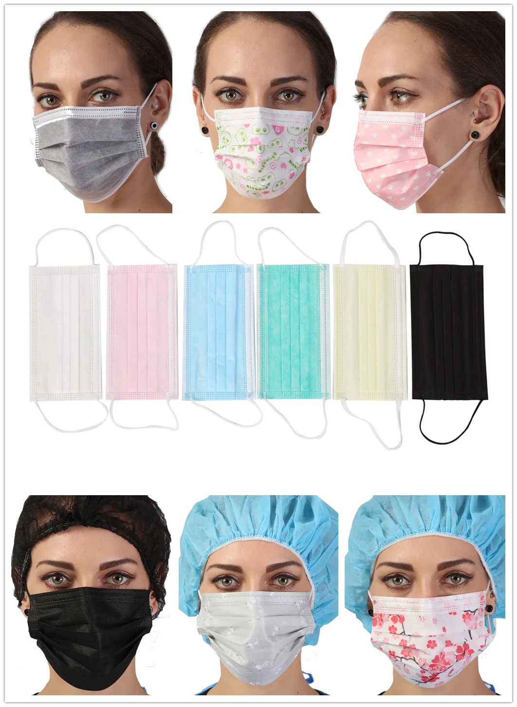Comfortable Manufacturer Supply Disposable Non-woven  Individual Package Colorful Flat Loop Blue Face mask