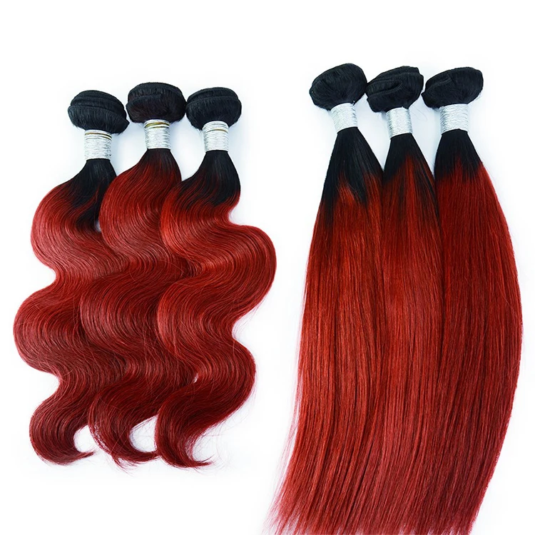 Wholesale Ombre Braiding Hair Bundles Red Color Ombre Hair Extensions Wholesale Weft Hair Extensions