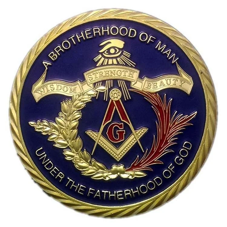 Manufacture Custom Make 3D Souvenir Challenge freemason masonic symbols Award Medal Metal Coins