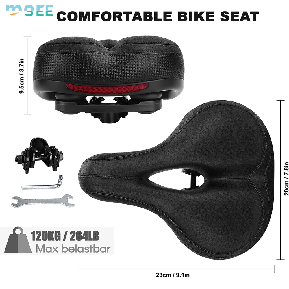 SeeMore Brand Dual Shock Absorbing Ball Wide Comfortable Replacement Bicycle Seat Padded Bike Seat