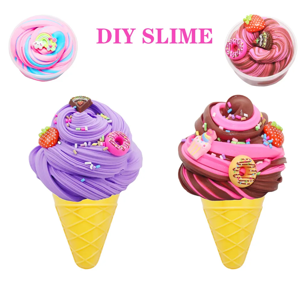 Wholesale Low Price Butter Slime Ice Cream Slime 6 Colors Fluffy DIY Slime Kit Anti Stress Toy for Girls Kids