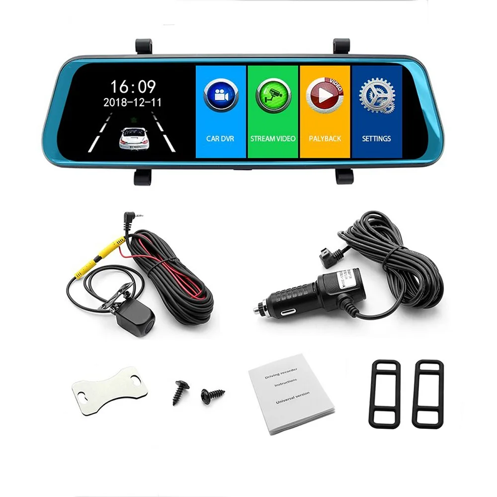 9.66 Inch Full Touch Screen LCD Car Black Box Dual Lens Car DVR Dash Camera 1080P Safety Driving Video Recorder for Cars