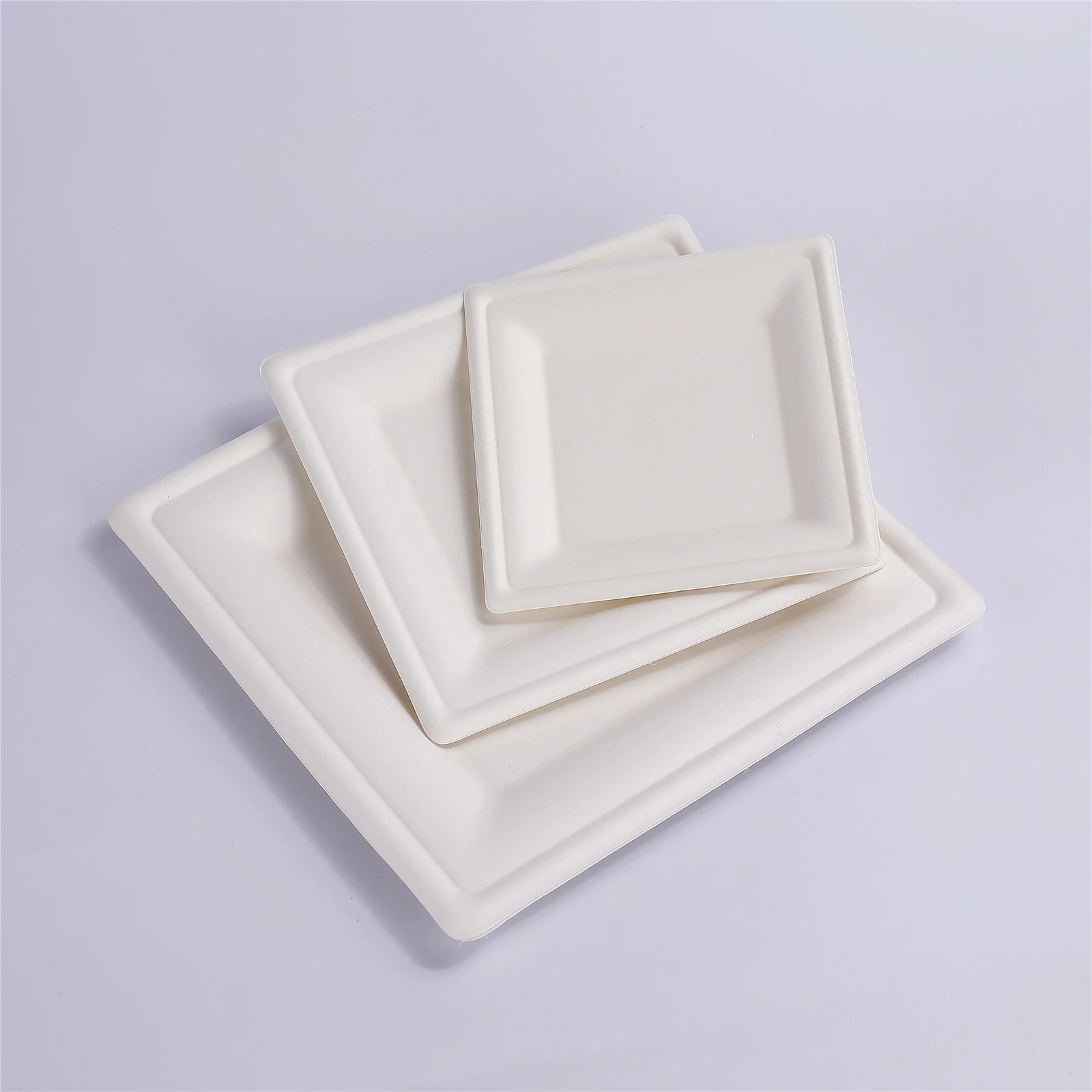 Biodegradable paper plates disposable tableware paper tableware 6 inch 8 inch 10 inch square tray pulp take away food container