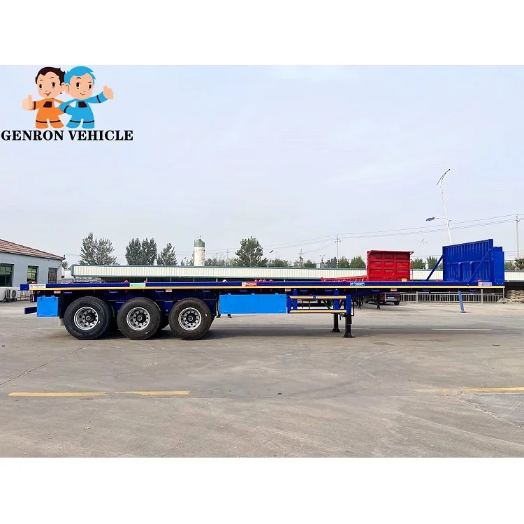 Made in China 13m Long Flatbed Semi Trailer Container Cargo Trailer with Fuel Tank for West Africa Use