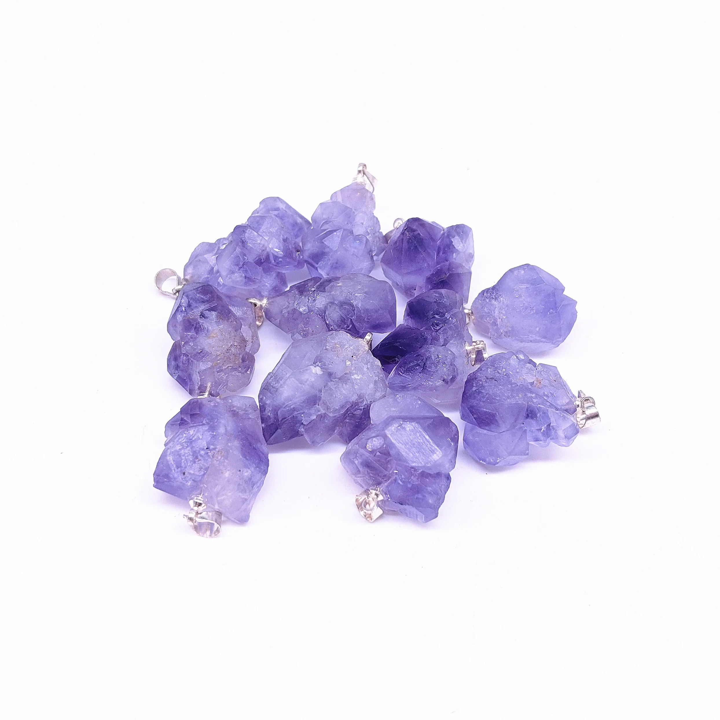 Natural Raw Amethyst Rough Stone Geode Druzy Cluster Flower Amethyst Pendant